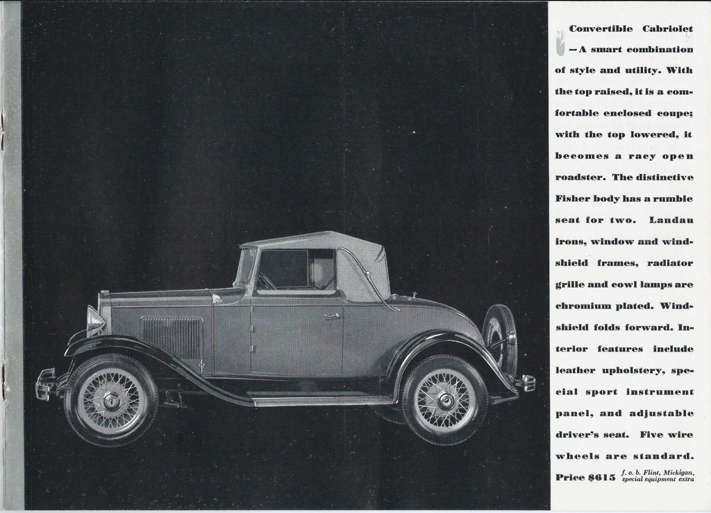 1931 Chevrolet 3 New Models Brochure Page 4